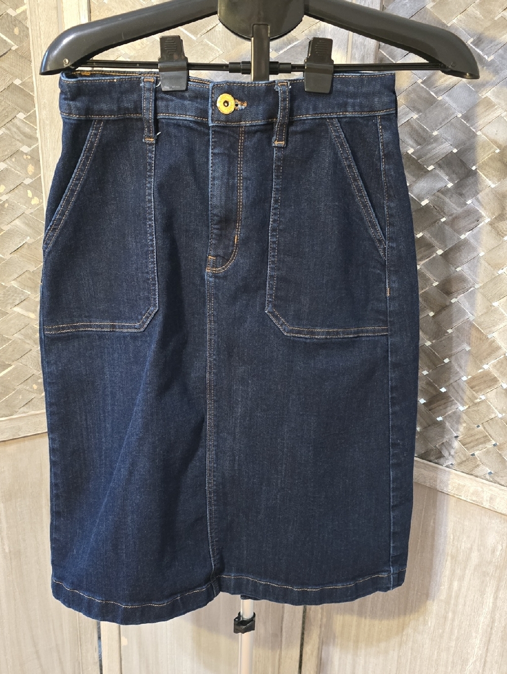 St. John's Bay Indigo Denim Skirt with Copper Stitching Detail